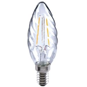 2W 250LM ES LED CLEAR WARM WHITE FILAMENT TWISTED CANDLE