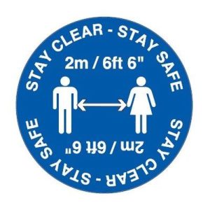 SELF ADHESIVE 'PLEASE STAND 2M APART' FLOOR STICKER 300MM DIA