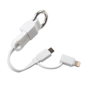 USB-LIGHTING+MICRO USB 14CM WH KEYRING
