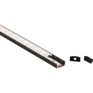 KNIGHTSBRIDGE 1M ALUMINIUM PROFILE - SURFACE MOUNT FLAT IN BLACK