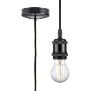 KNIGHTSBRIDGE 1.8M E27 VINTAGE PENDANT SET - MATT BLACK