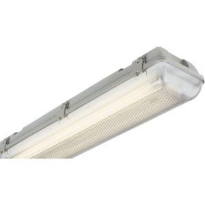 KNIGHTSBRIDGE 230V IP65 2X70W 6FT TWIN HF NON-CORROSIVE FLUORESCENT FITTING WITH EMERGENCY