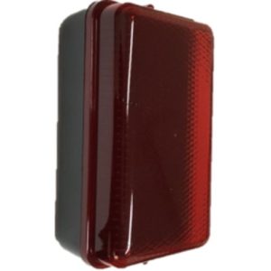 KNIGHTSBRIDGE 230V IP54 5W LED SECURITY AMENITY BULKHEAD BLACK BASE WITH RED DIFFUSER