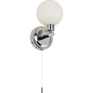 KNIGHTSBRIDGE 230V IP44 G9 SINGLE WALL LIGHT WITH ROUND FROSTED GLASS - CHROME
