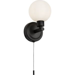 KNIGHTSBRIDGE 230V IP44 G9 SINGLE WALL LIGHT WITH ROUND FROSTED GLASS - MATT BLACK