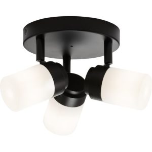 KNIGHTSBRIDGE 230V IP44 G9 TRIPLE SPOTLIGHT WITH FROSTED GLASS - MATT BLACK