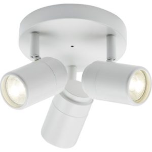 KNIGHTSBRIDGE 230V IP44 GU10 TRIPLE SPOTLIGHT - MATT WHITE