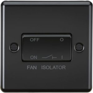 KNIGHTSBRIDGE MATT BLACK ROUNDED EDGE FAN ISOLATOR SWITCH