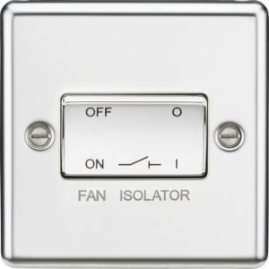 KNIGHTSBRIDGE 10AX 3 POLE FAN ISOLATOR SWITCH - ROUNDED EDGE POLISHED CHROME