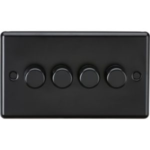 KNIGHTSBRIDGE MATT BLACK 4G 2W 10-200W (5-150W LED) ROUNDED EDGE DIMMER
