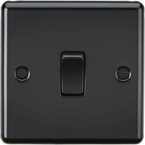 KNIGHTSBRIDGE MATT BLACK ROUNDED EDGE 1G 2W SWITCH
