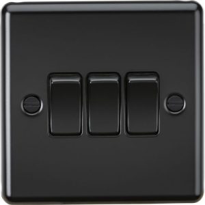 KNIGHTSBRIDGE MATT BLACK ROUNDED EDGE 3G 2W SWITCH