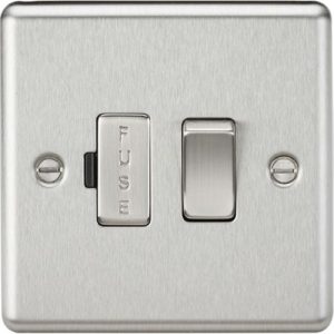 KNIGHTSBRIDGE 13A SWITCHED FUSED SPUR UNIT - ROUNDED EDGE BRUSHED CHROME