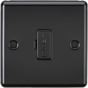 KNIGHTSBRIDGE MATT BLACK ROUNDED EDGE UN-SWITCHED FUSED SPUR