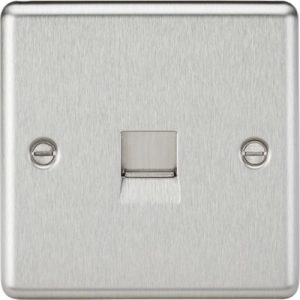 KNIGHTSBRIDGE TELEPHONE EXTENSION OUTLET - ROUNDED EDGE BRUSHED CHROME