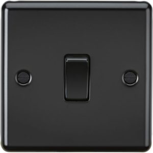 KNIGHTSBRIDGE MATT BLACK ROUNDED EDGE 20A D/POLE SWITCH