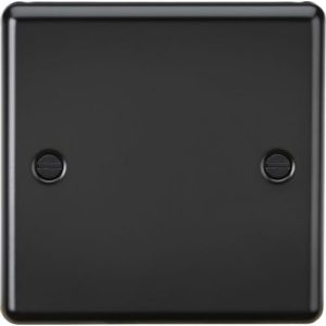KNIGHTSBRIDGE MATT BLACK ROUNDED EDGE 1G BLANK PLATE