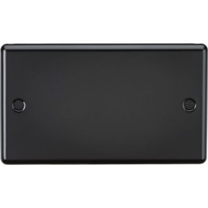 KNIGHTSBRIDGE MATT BLACK ROUNDED EDGE 2G BLANK PLATE
