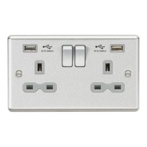 KNIGHTSBRIDGE 2G SKT + USB B/CHROME GRY