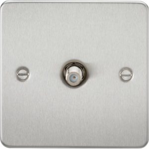 KNIGHTSBRIDGE FLAT PLATE 1G SAT TV OUTLET (NON-ISOLATED) - BRUSHED CHROME