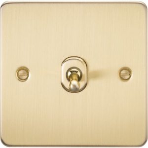 KNIGHTSBRIDGE FLAT PLATE 10AX 1G INTERMEDIATE TOGGLE SWITCH - BRUSHED BRASS