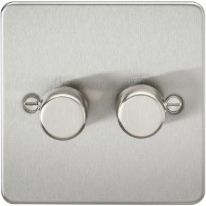 KNIGHTSBRIDGE FLAT PLATE 2G 2 WAY 10-200W (5-150W LED) TRAILING EDGE DIMMER - BRUSHED CHROME