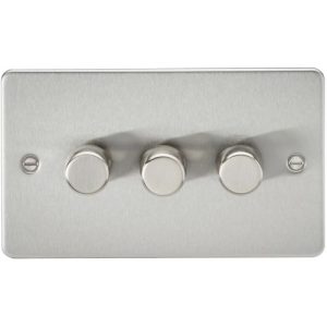 KNIGHTSBRIDGE FLAT PLATE 3G 2 WAY 10-200W (5-150W LED) TRAILING EDGE DIMMER - BRUSHED CHROME