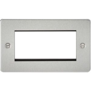 KNIGHTSBRIDGE FLAT PLATE 4G MODULAR FACEPLATE - BRUSHED CHROME