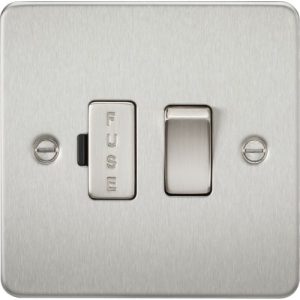 KNIGHTSBRIDGE FLAT PLATE 13A SWITCHED FUSED SPUR UNIT - BRUSHED CHROME