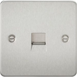 KNIGHTSBRIDGE FLAT PLATE TELEPHONE MASTER SOCKET - BRUSHED CHROME