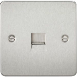 KNIGHTSBRIDGE FLAT PLATE TELEPHONE EXTENSION SOCKET - BRUSHED CHROME