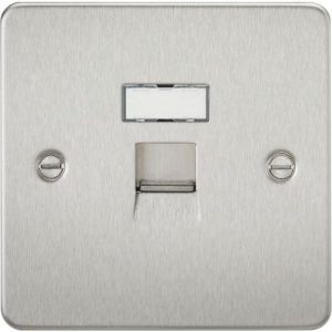 KNIGHTSBRIDGE FLAT PLATE RJ45 NETWORK OUTLET - BRUSHED CHROME