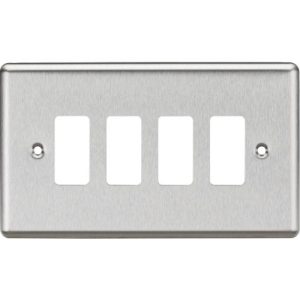 KNIGHTSBRIDGE 4G GRID FACEPLATE - ROUNDED EDGE BRUSHED CHROME