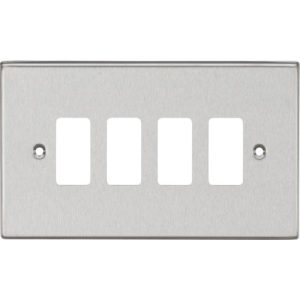 KNIGHTSBRIDGE 4G GRID FACEPLATE - SQUARE EDGE BRUSHED CHROME