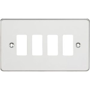 KNIGHTSBRIDGE FLAT PLATE 4G GRID FACEPLATE - POLISHED CHROME