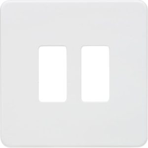 KNIGHTSBRIDGE SCREWLESS 2G GRID FACEPLATE - MATT WHITE