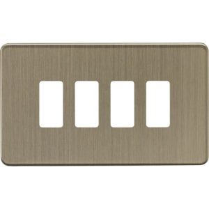 KNIGHTSBRIDGE SCREWLESS 4G GRID FACEPLATE - ANTIQU