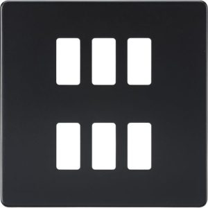 KNIGHTSBRIDGE SCREWLESS 6G GRID FACEPLATE - MATT BLACK