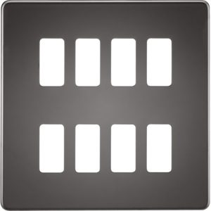 KNIGHTSBRIDGE SCREWLESS 8G GRID FACEPLATE - BLACK NICKEL