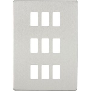 KNIGHTSBRIDGE SCREWLESS 9G GRID FACEPLATE - BRUSHED CHROME