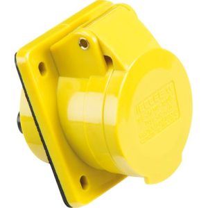 KNIGHTSBRIDGE 110V IP44 16A ANGLED PANEL MOUNT SOCKET 2P + E