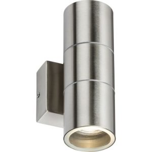 KNIGHTSBRIDGE 230V IP54 GU10 UP AND DOWN WALL LIGHT - BRUSHED CHROME