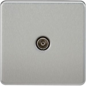 KNIGHTSBRIDGE SCREWLESS 1G TV OUTLET (NON-ISOLATED) - BRUSHED CHROME
