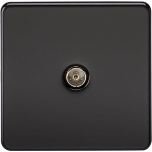 KNIGHTSBRIDGE SCREWLESS 1G TV OUTLET (NON-ISOLATED) - MATT BLACK