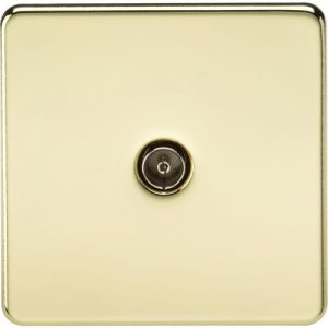 KNIGHTSBRIDGE SCREWLESS 1G TV OUTLET (NON-ISOLATED) - POLISHED BRASS