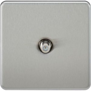 KNIGHTSBRIDGE SCREWLESS 1G SAT TV OUTLET (NON-ISOLATED) - BRUSHED CHROME