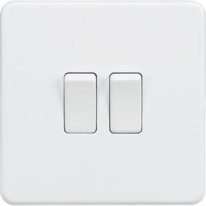 KNIGHTSBRIDGE SCREWLESS 10AX 2G 2-WAY SWITCH - MATT WHITE