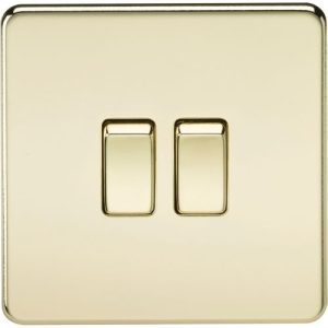 KNIGHTSBRIDGE SCREWLESS 10AX 2G 2-WAY SWITCH - POLISHED BRASS