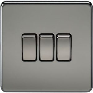 KNIGHTSBRIDGE SCREWLESS 10AX 3G 2-WAY SWITCH - BLACK NICKEL
