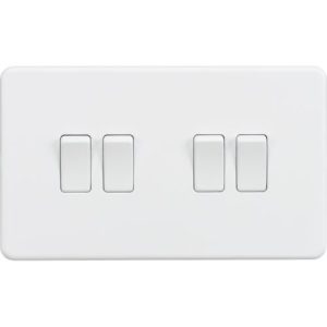 KNIGHTSBRIDGE SCREWLESS 10AX 4G 2-WAY SWITCH - MATT WHITE